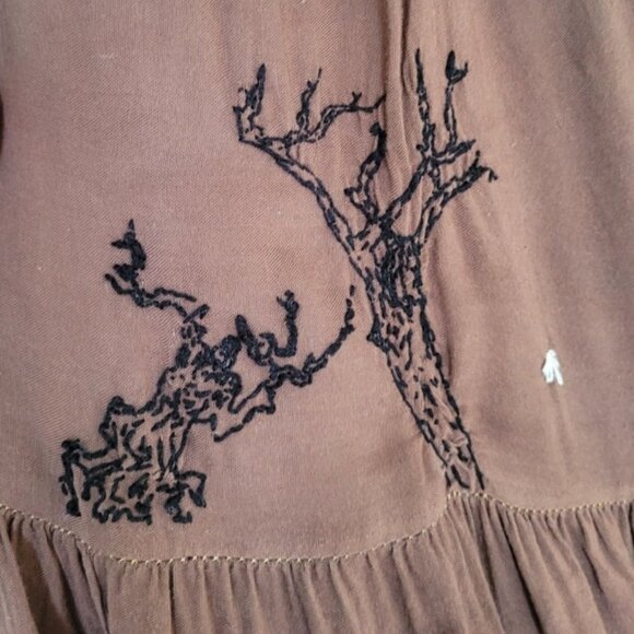 90s Handmade Tiered Whimsigoth Boho Embroidered Phoebe Buffay Maxiskirt size S - Picture 4 of 10